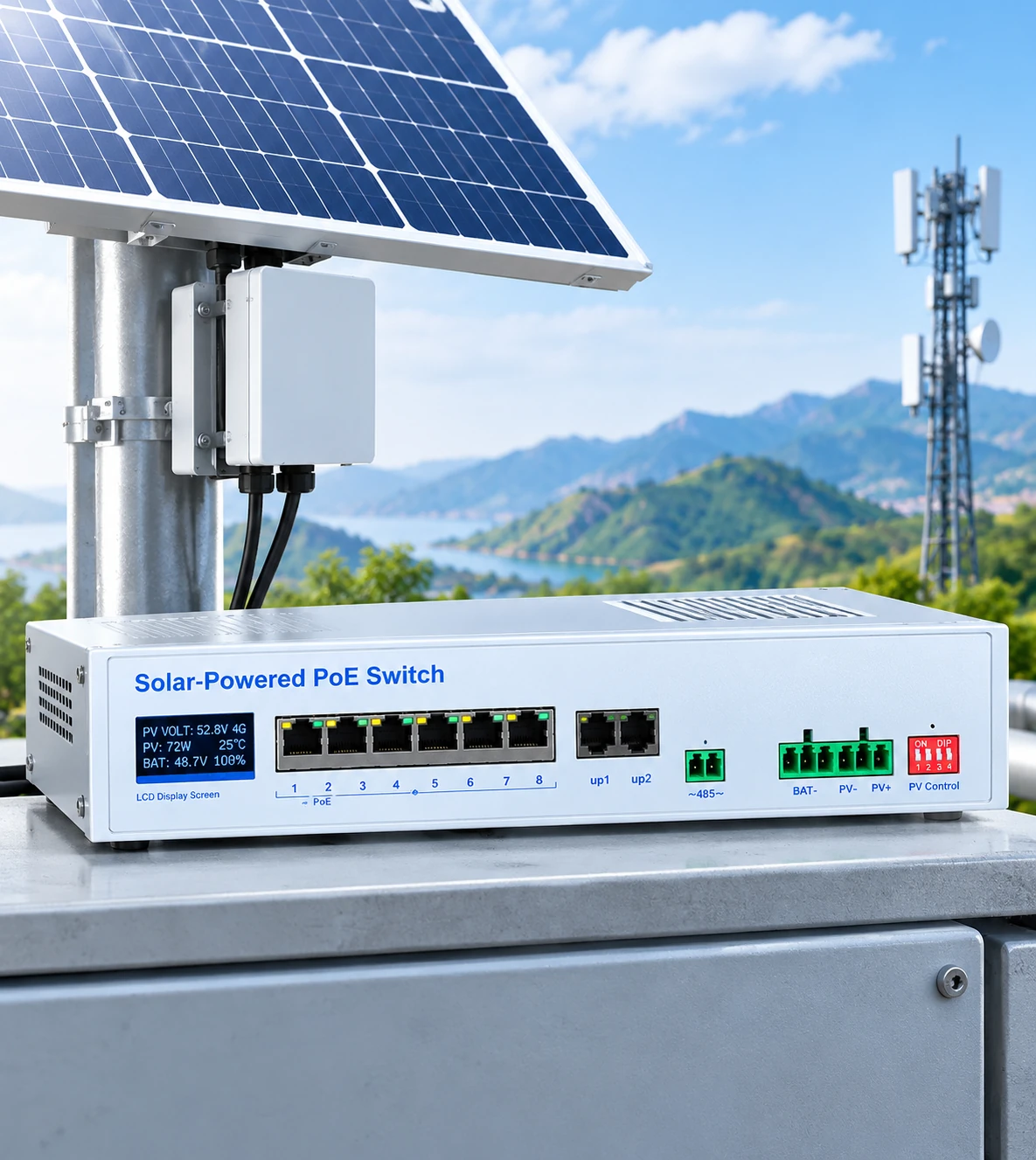Solar PoE Switch Installation Diagram